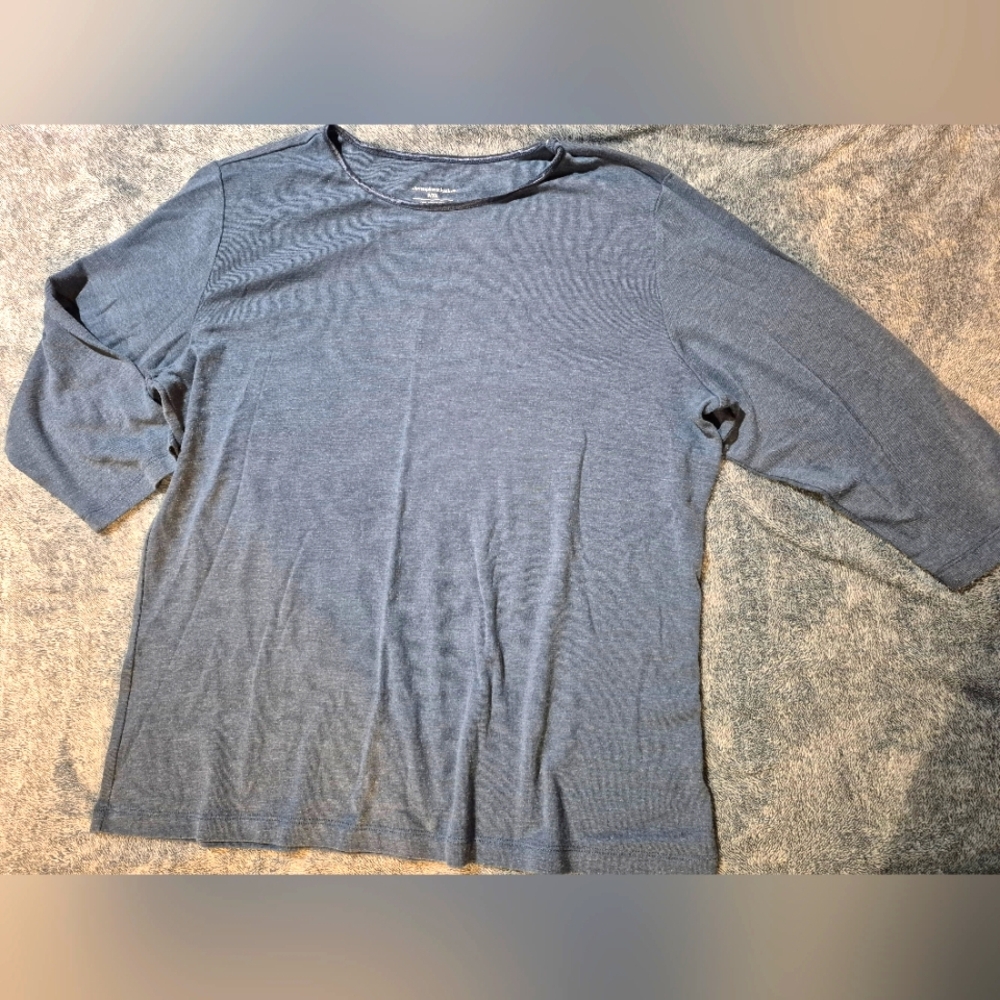 Christopher & Banks Gray 3/4 Sleeve Boxy Tee